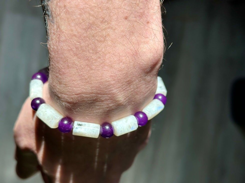 Bracelet en labradorite et améthyste au poignet