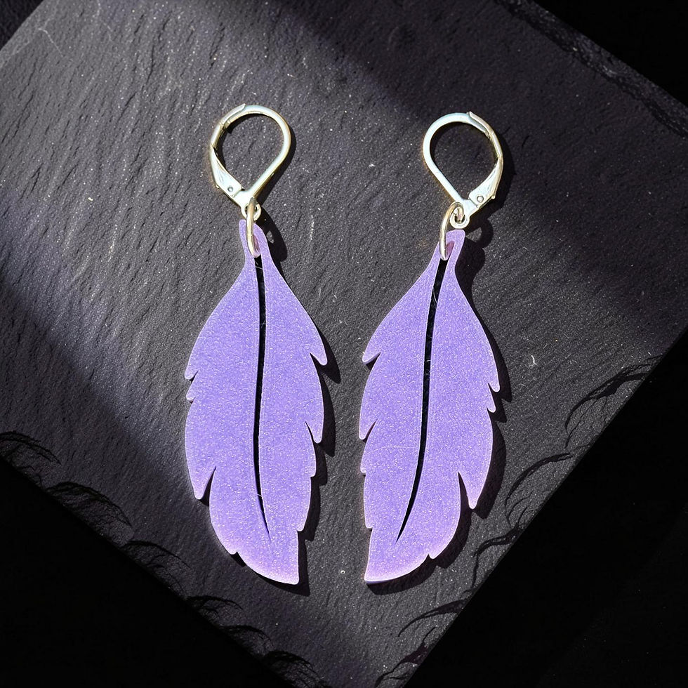 Boucles d'oreilles plume violettes