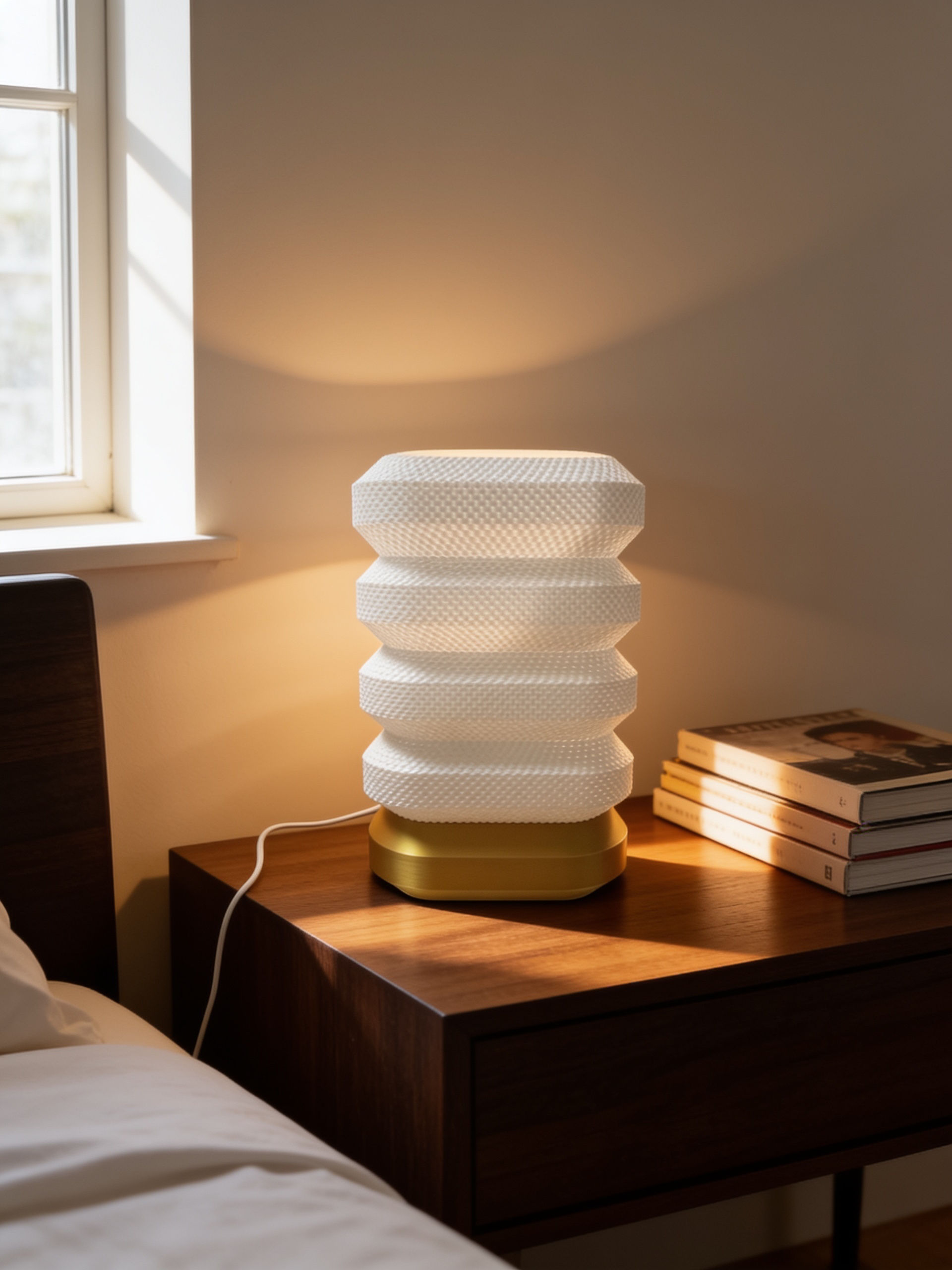 Lampe LED Nova Doré en Impression 3D USB – Multicolore Blanc & Or