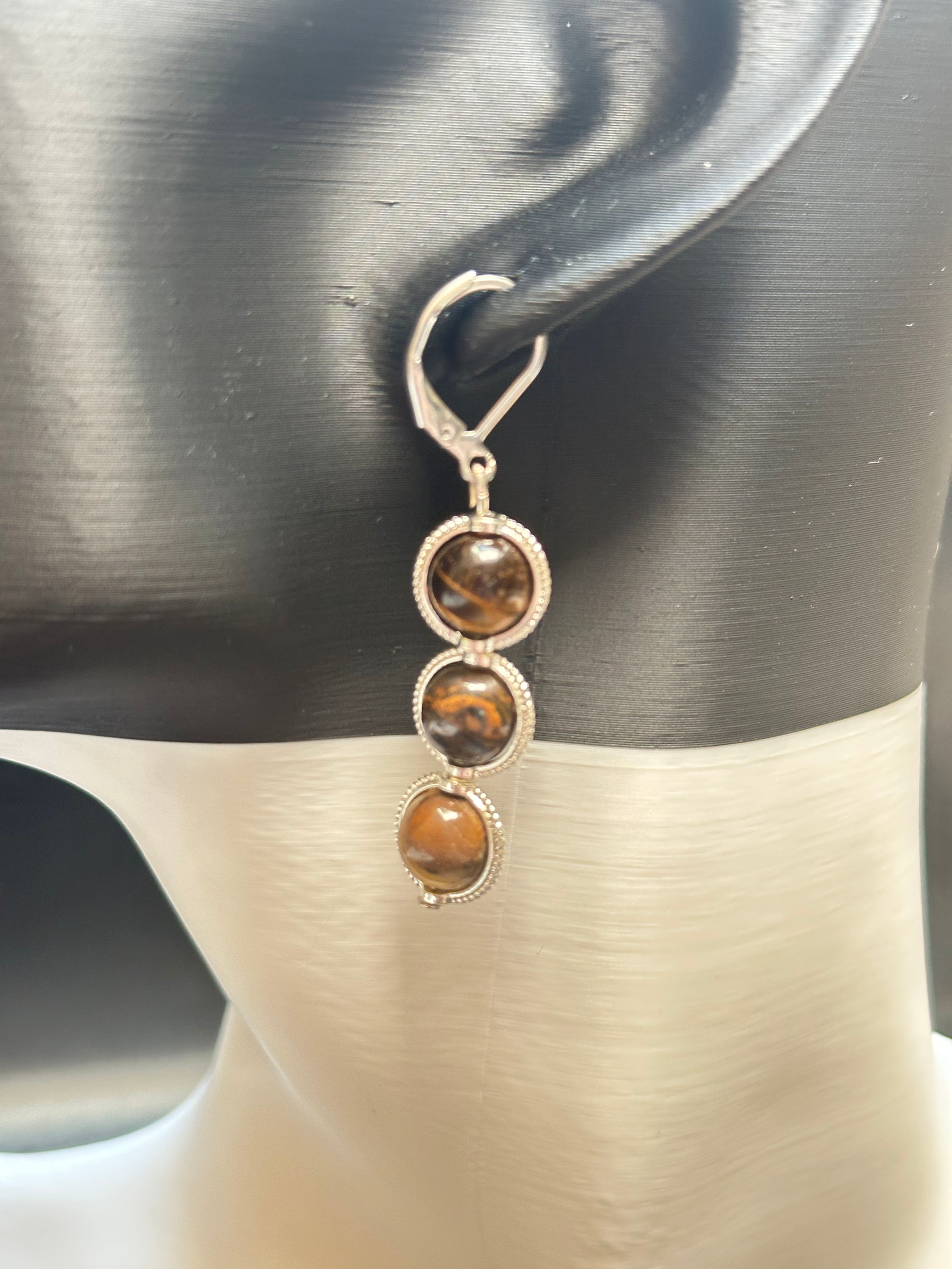 boucles d'oreilles oeil de tigre