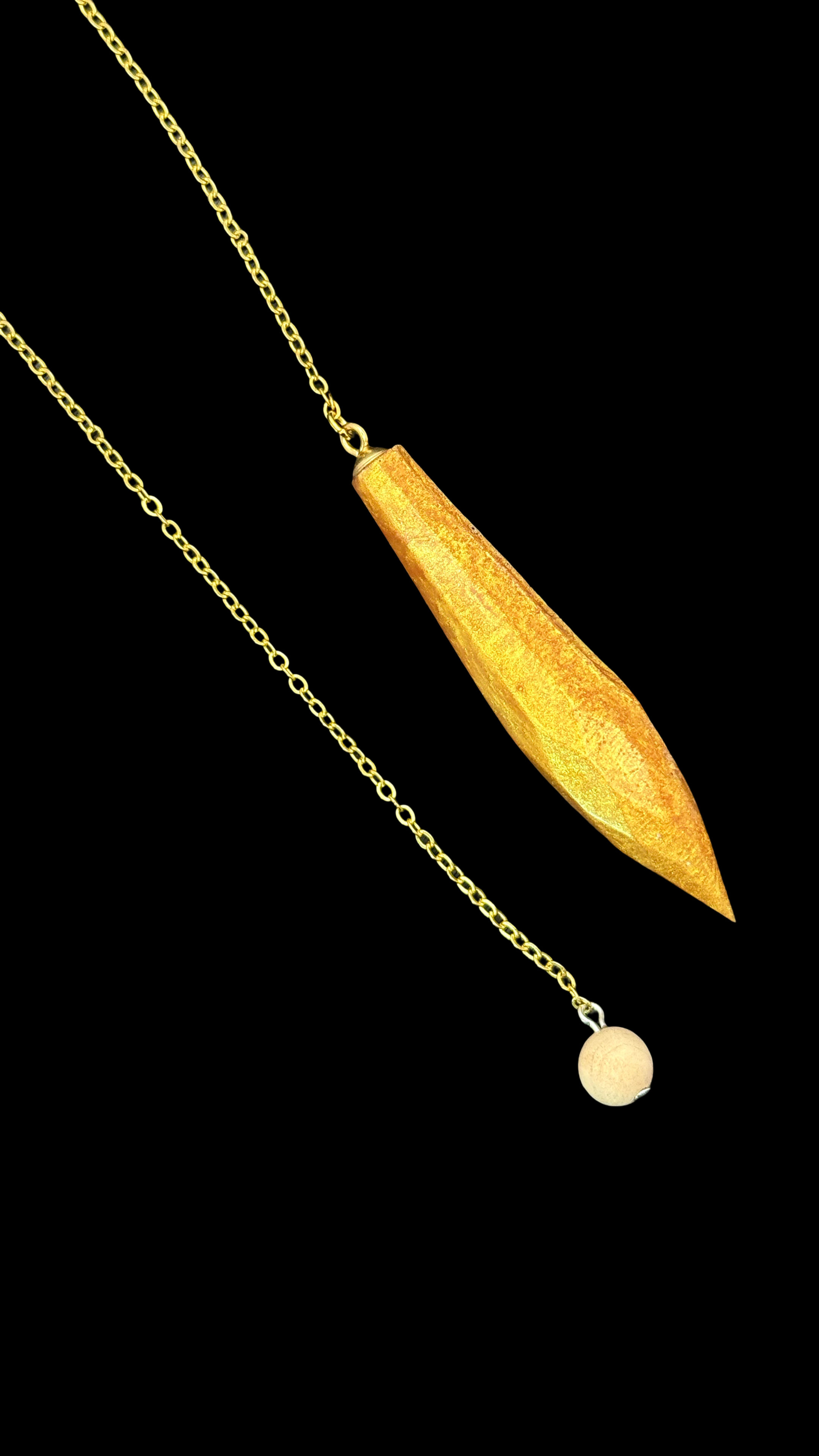 Pendule de radiesthésie en résine dorée – Création artisanale