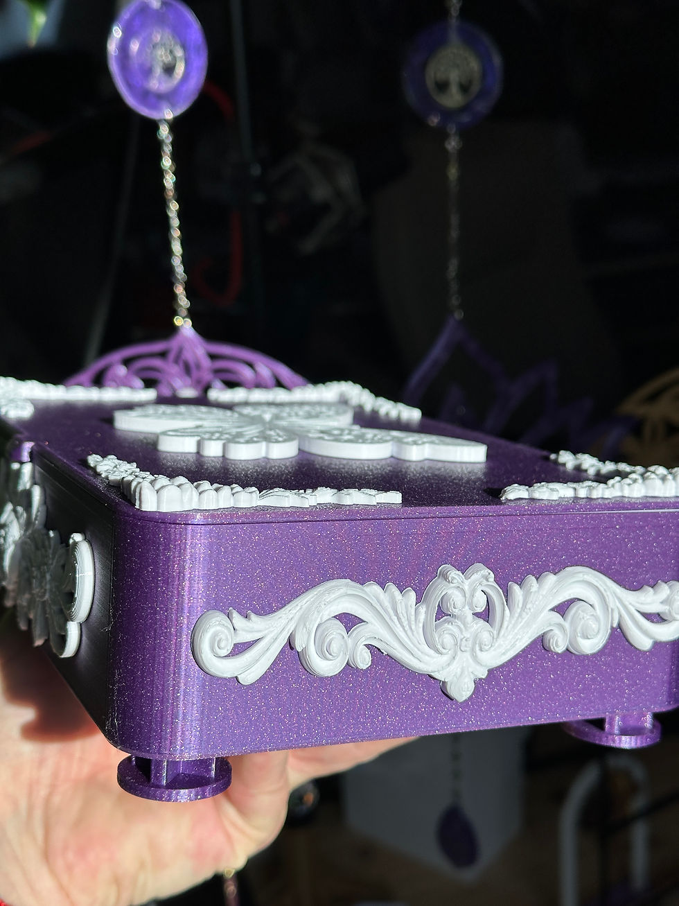 Miniatura: Boîte à Bijoux Violet Pailleté en Impression 3D – 6 Compartiments