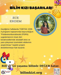 İşte bir #bilimkızı @ecerdme in #tubitak başarısı daha 🙏Gururla kendi cümlesini paylaşıyorum ‘TUBİTAK 2209-A kapsamında başvurduğum ‘Polideoksiribonükleotid (PDRN) uygulamasının insan deri keratinositlerinde oksidatif stres ve yara iyileşmesi üzerindeki etkilerinin araştırılması’ konulu projem desteklenmeye hak kazandı.’ Sevgiyle gururla paylaşıyorum. Siz de böyle pırıltılı kızlarımızdan olmak isterseniz bilimkizi.org sayfamızdan çağrımıza başvurabilirsiniz 🧿🧿🧿🧿