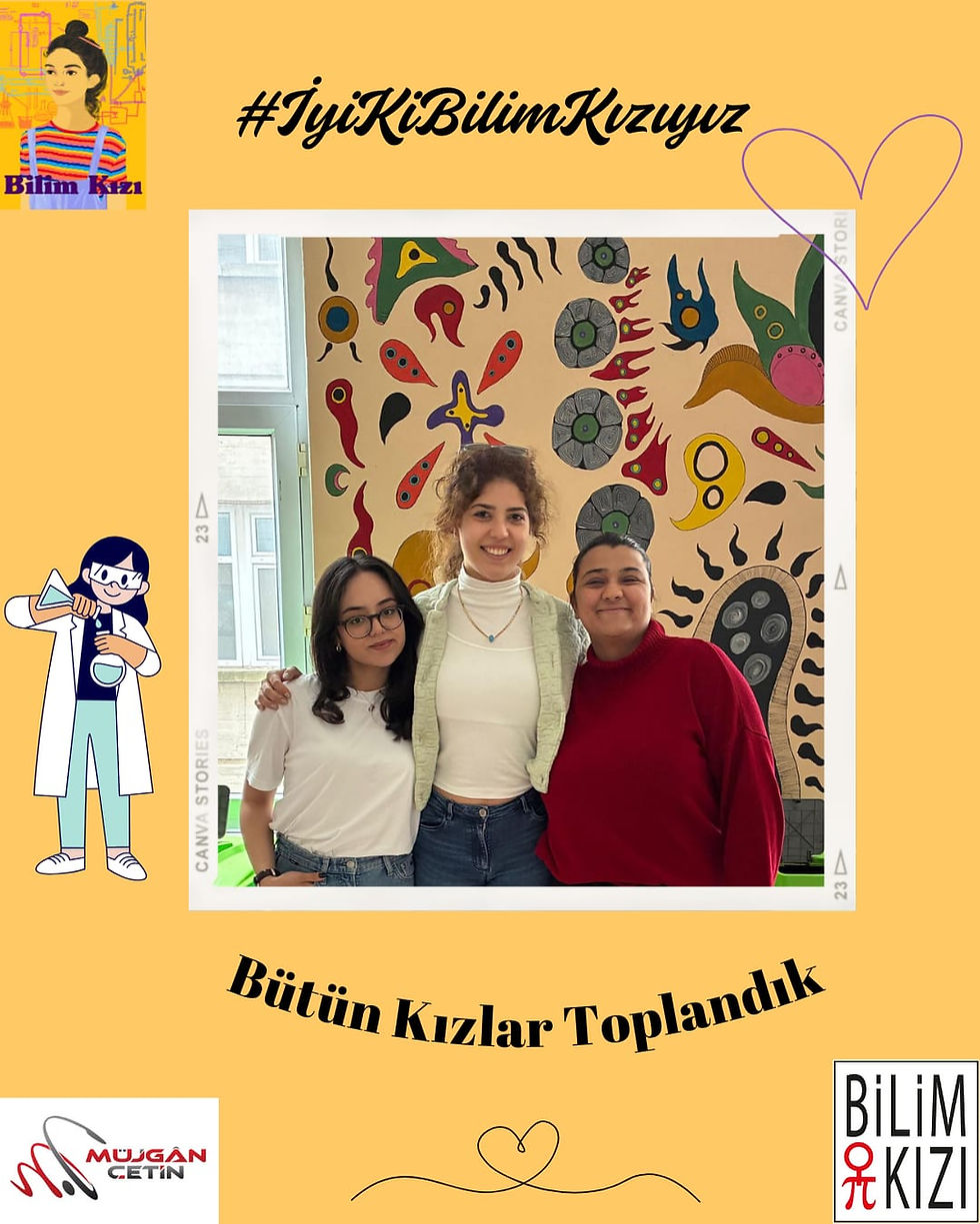 Hacettepe University öğrencisi iken #BilimKızı 2021-2022 dönemine katılan ve sonrasında emin ve kararlı adımlarla Yeditepe University inde embryoloji Yüksek Lisansına devam eden Beyza Gaye Edepli mezun olduğu üniversiteyi ziyaret ederken, başarılı ve akıllı kızlarımız #BilimKızı 2023-2024 dönemi Şimalnaz BEŞYILDIZ ve #BilimKızı 2024-2025 dönemi Ece Erdem ile hem dostluklarını hem uzun soluklu bilimsel yolculukların konuştular. Biz de #MoreWomenInScience #BilimdeDahaFazlaKadın demekten gurur duyuyor ve topluluğumuz her dönem üyesi kızlarımızın ilişki ağlarını ve dostluklarını güçlendirmelerini alkışlıyoruz.