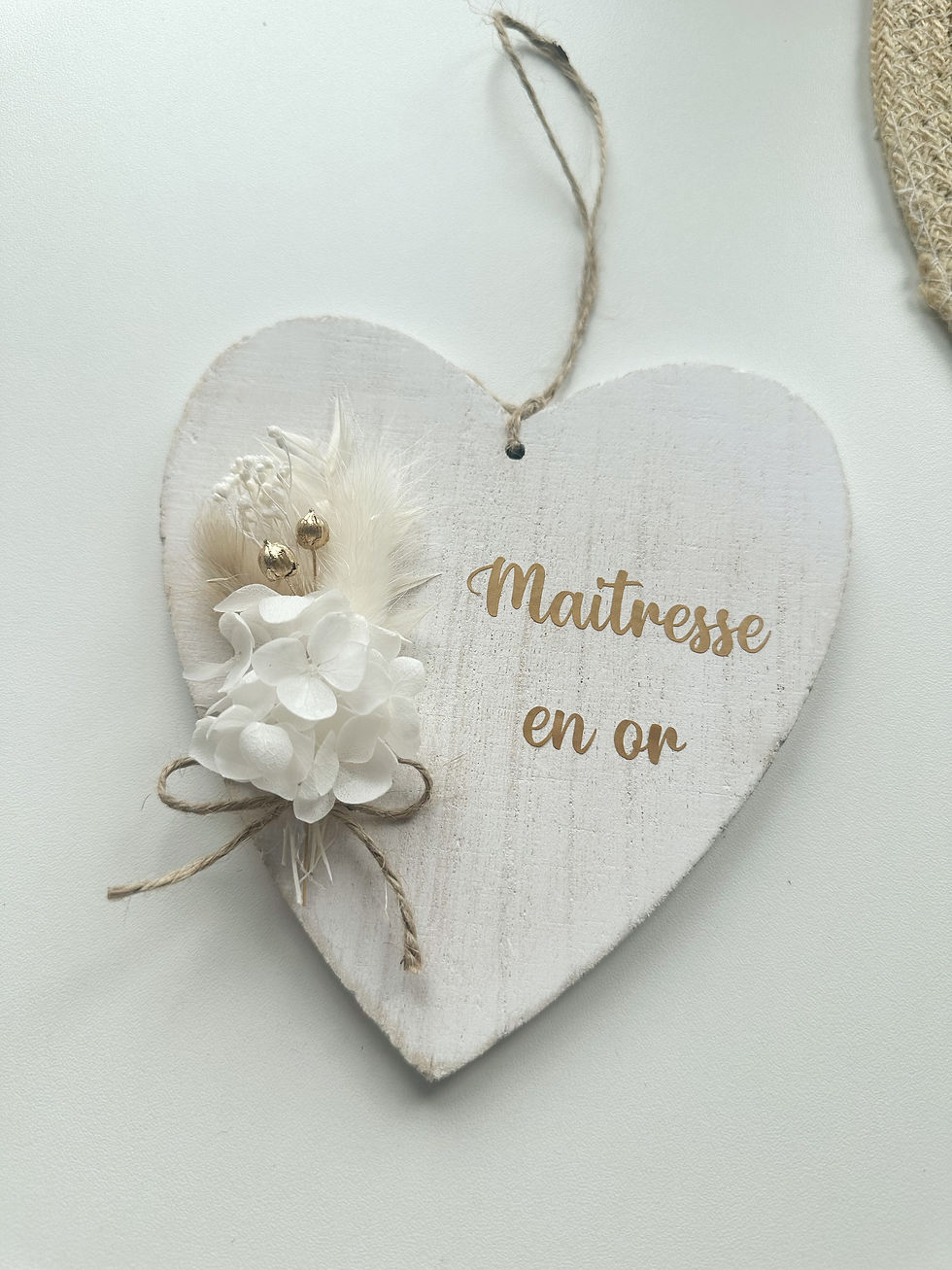 Miniature : Cœur en bois blanc à suspendre 