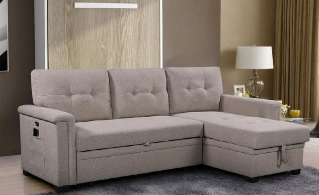 Ashlyn Light Gray Reversible Sleeper Sectional Sofa