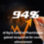 graphic stating 94% of agile certified practitioners gained recognition for career advancement