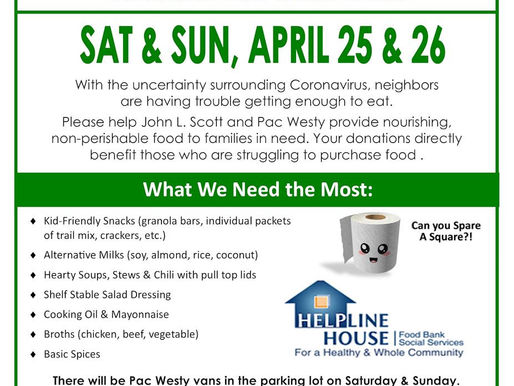 Helpline House Spring Food Drive