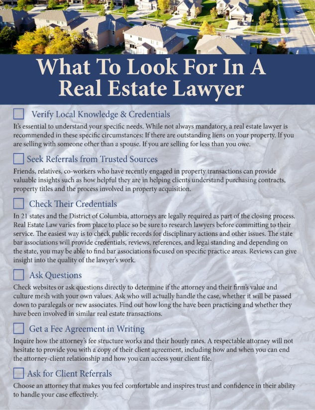 What to look for in a Real Estate Lawyer Tip Sheet