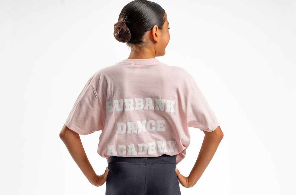 Burbank Dance Academy pink shirt.