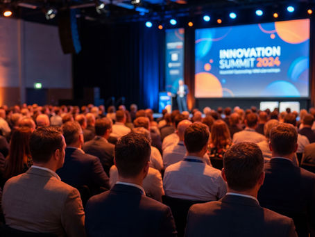 Audience viewing screen at a business event