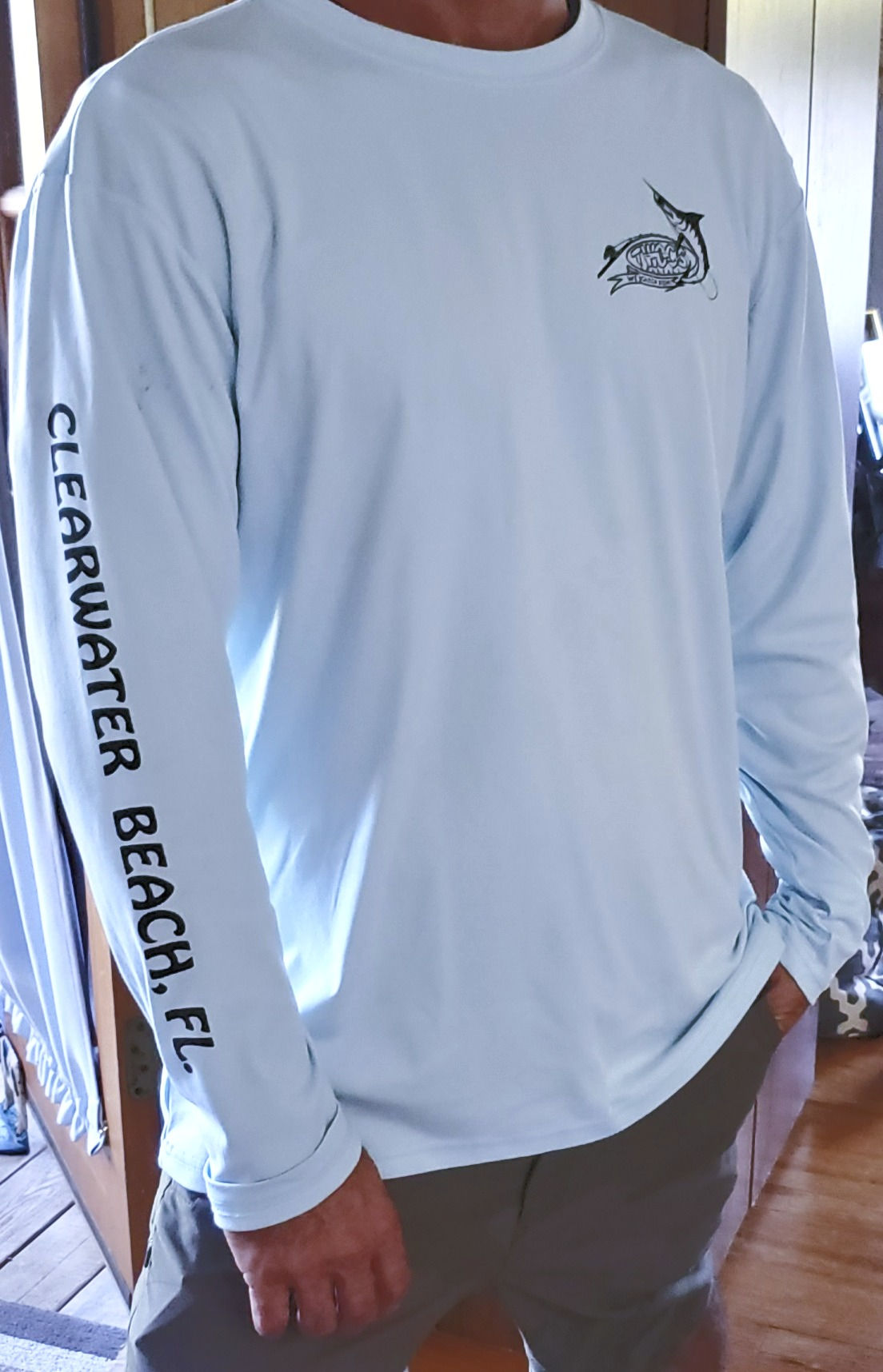 2-XL Light Blue Long Sleeve High-Performance Saltwater Gear Shirts