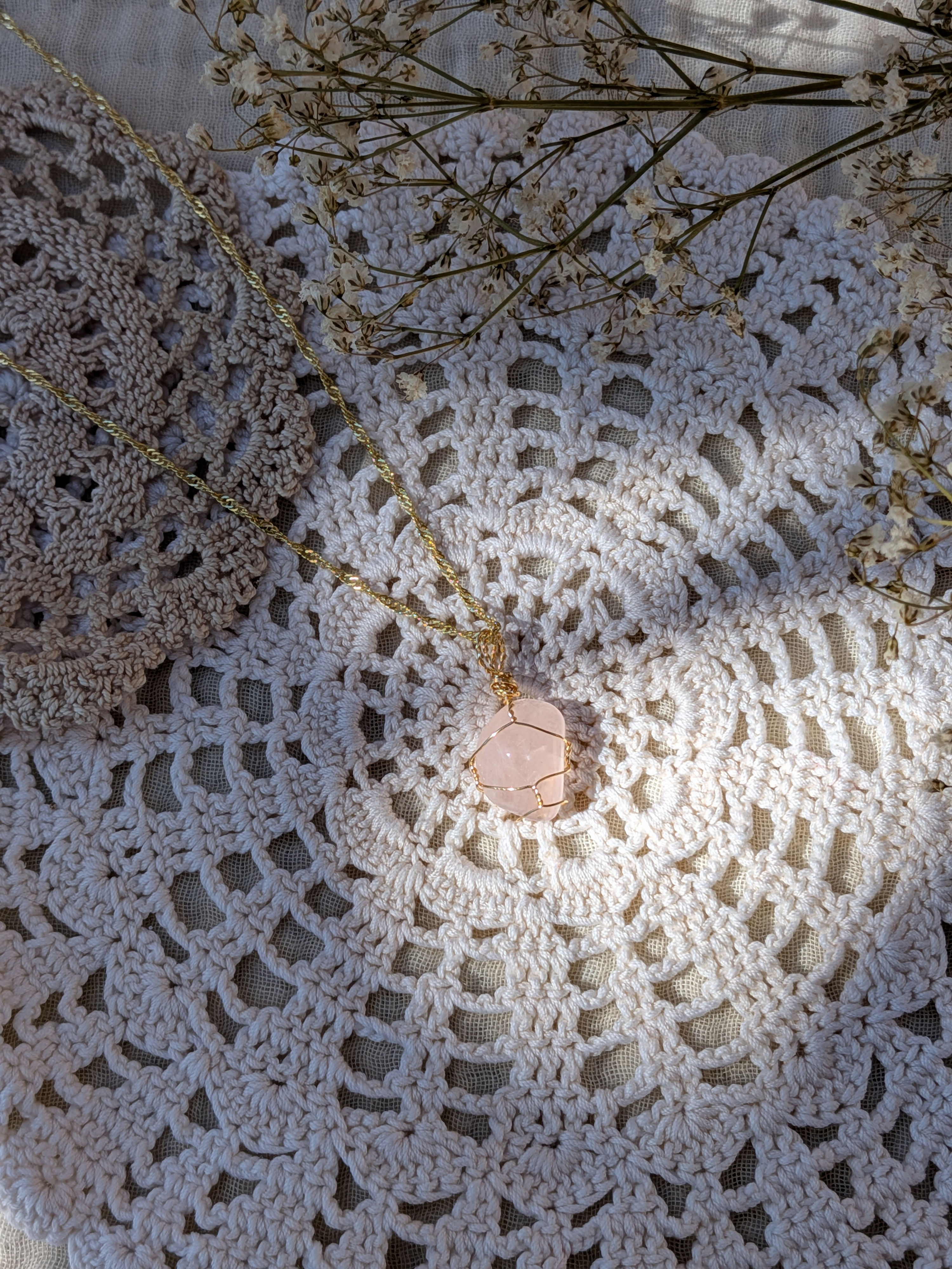 Collier Meïssa Quartz rose doré