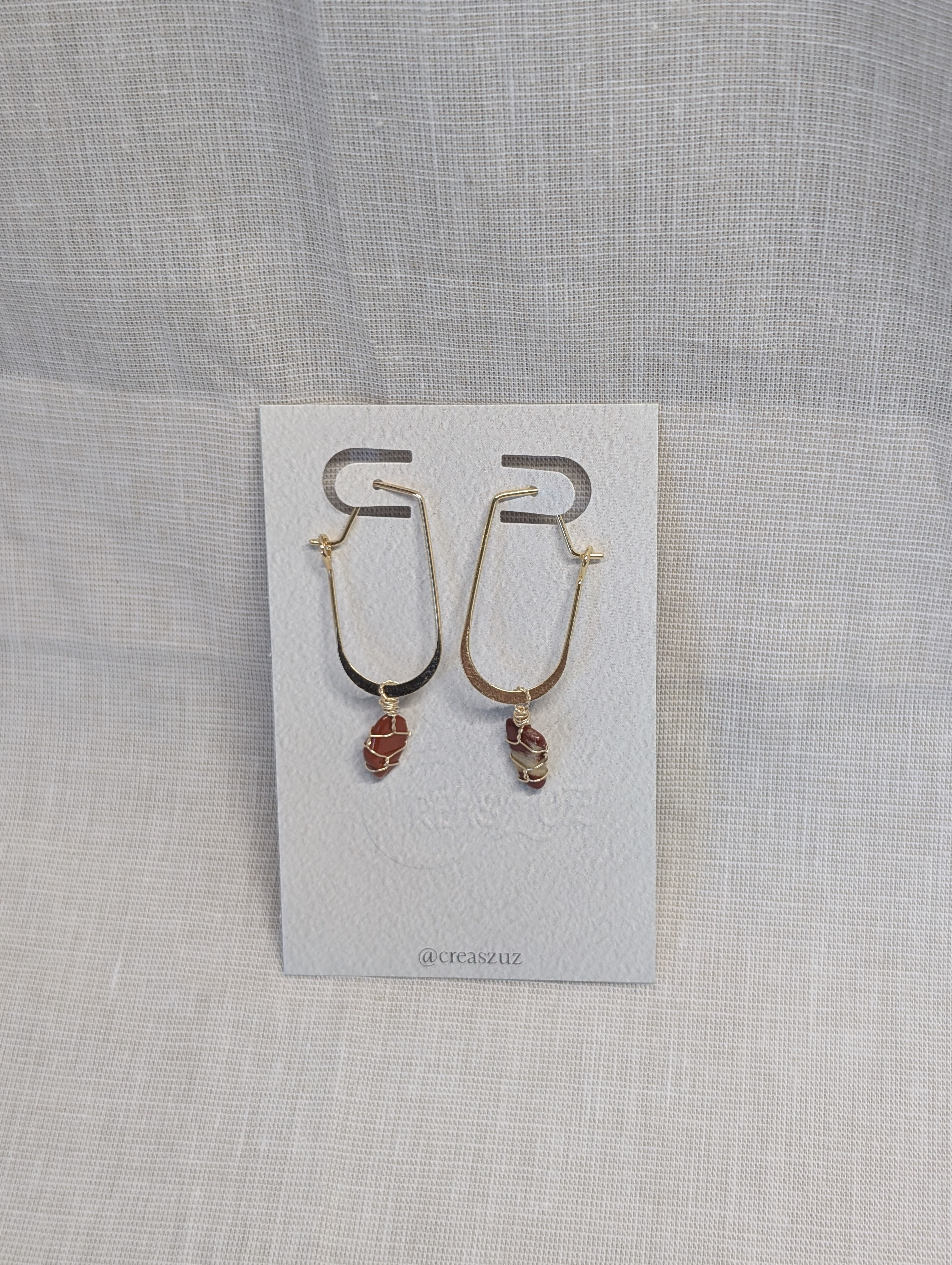 Boucles Jaspe rouge dorées