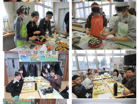 5年生が「たこ焼き」づくりを通して、大沼岳陽学校と交流しました