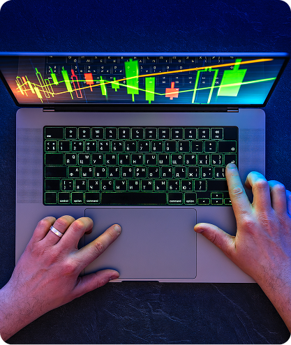 modern graph on a tech professional laptop