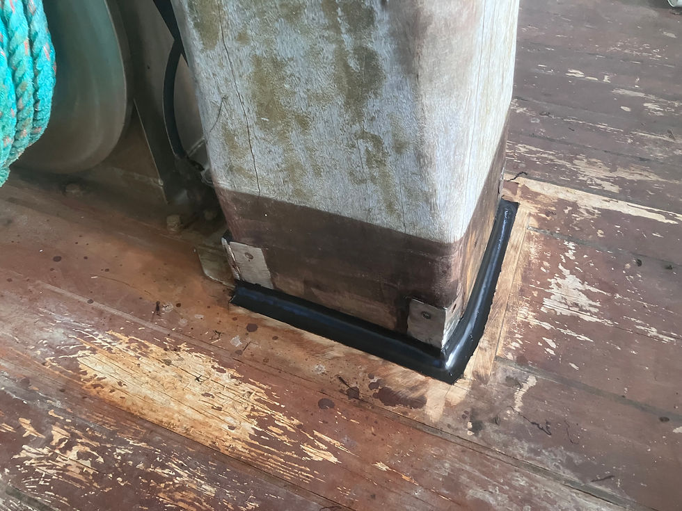 Samson post recaulked, resealed and coved