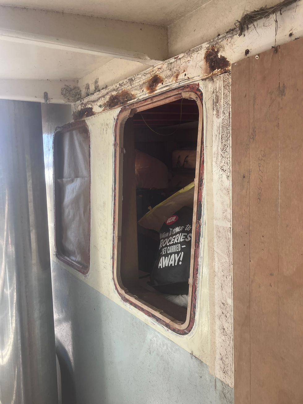 Old aluminium framed window removed