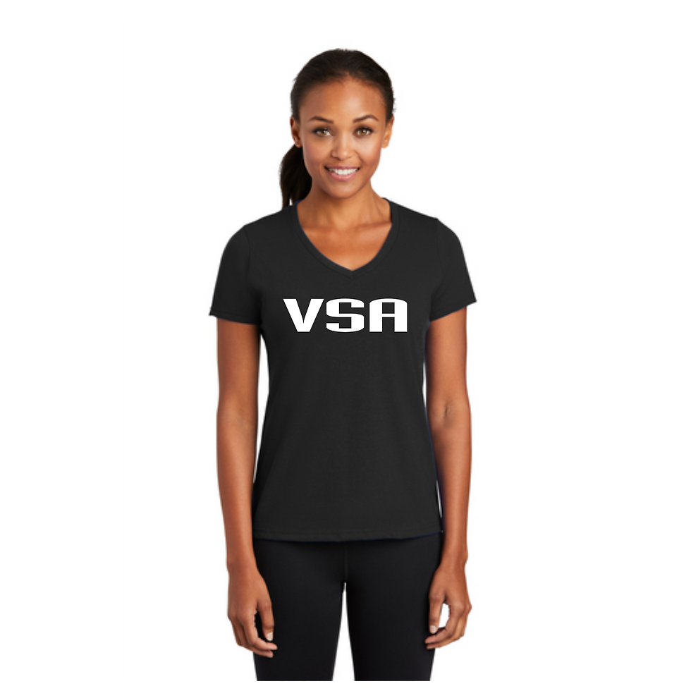 Thumbnail: VSA Ladies Black Performance Blend V-Neck Tee