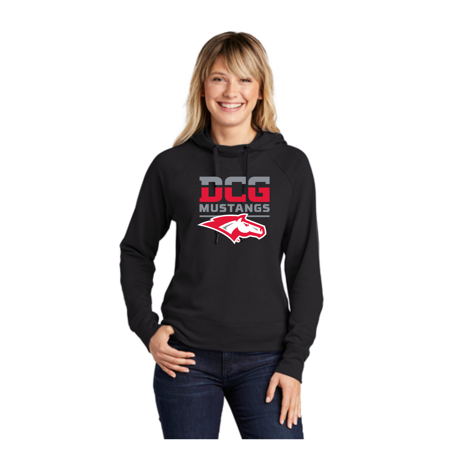 DCG Ladies Lightweight French Terry Pullover Hoodie - BLACK