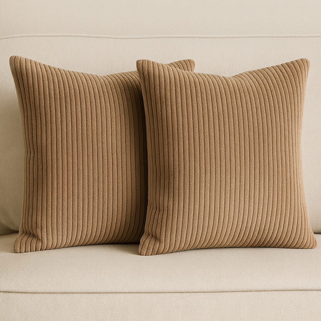'Cord' Coppia di cuscini in velluto rigato.