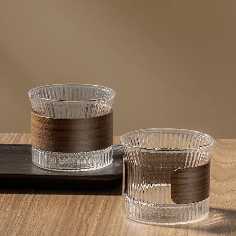 Miniatura: Caneca de café de vidro Gianxi, estilo japonês, copo de nogueira, transparente