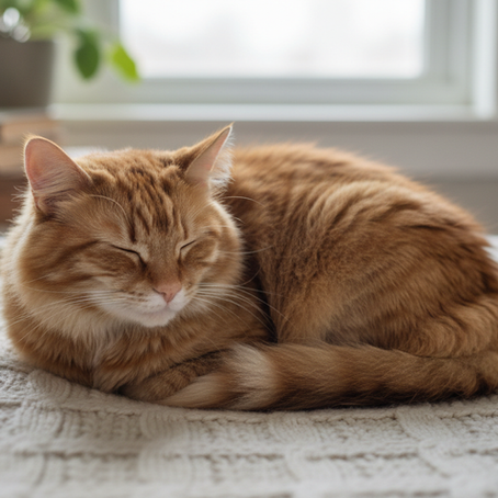 Chat qui dort sur une couverture