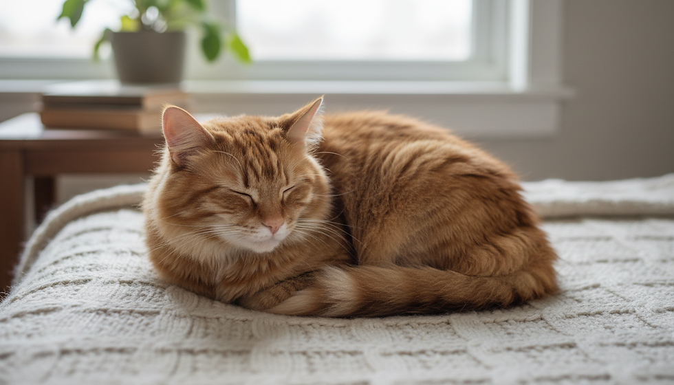 Chat qui dort sur une couverture