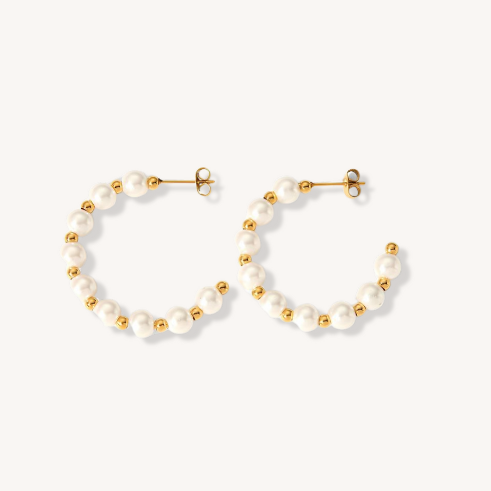 CELESTE PEARL HOOPS - OHRRINGE GOLD