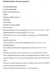 "A Greek Island Destinations Cooking Class" documentary main course recipe consisting of lamb with cheese in vine leaves.