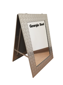 Custom Branded Diamond Plate A-Frame Retail Mirror