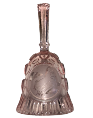 Thumbnail: Pink Depression Etched Glass Unicorn Bell