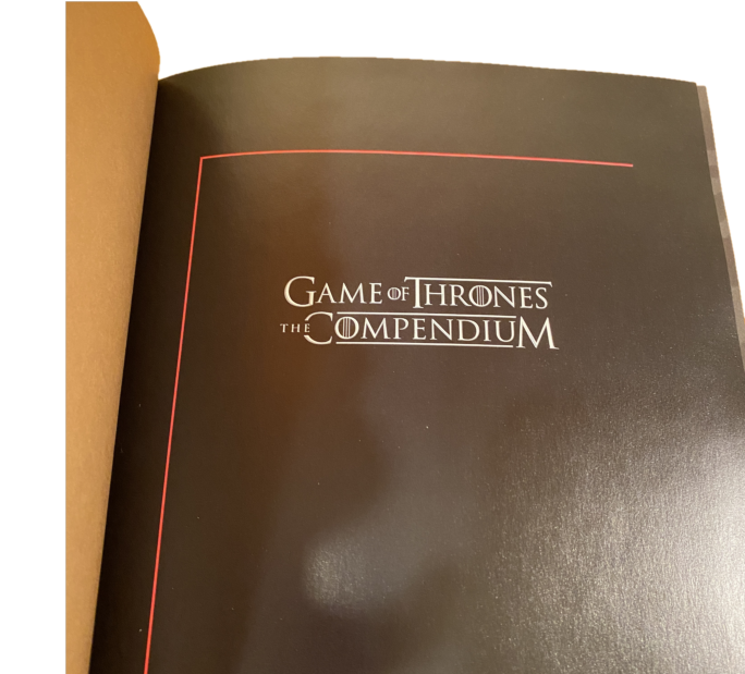 Thumbnail: Game of Thrones: The Compendium Limited Edition, Hardcover Book close-up of name page