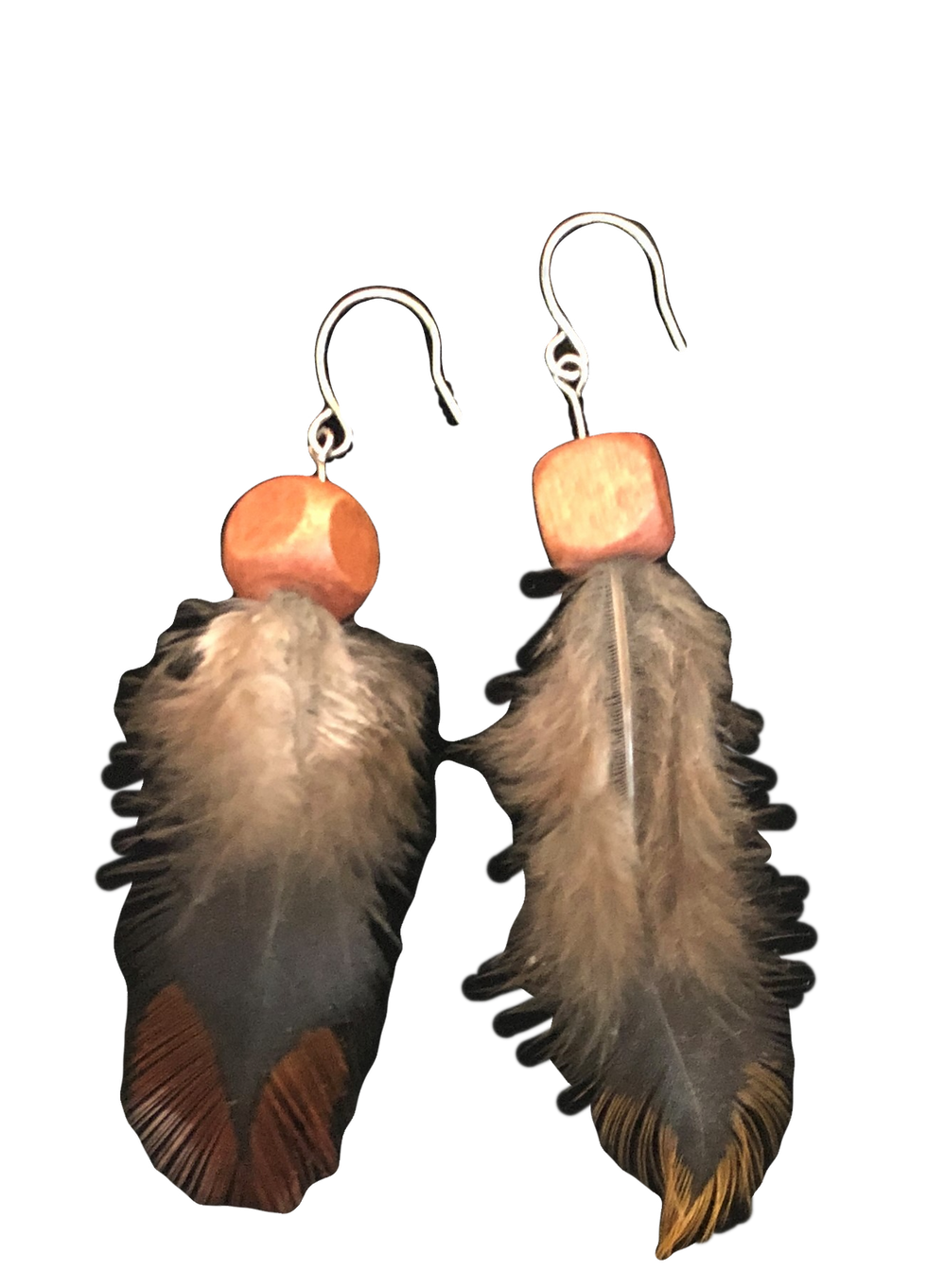 Thumbnail: Feather Earrings ~ Brown & Orange by Koda Nocona