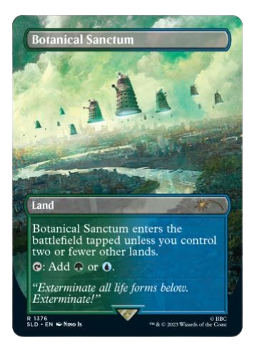 Thumbnail: Secret Lair Dr. Who The Dalek Lands Drop Series Wizards of the Coast MTG cards, Botanical Sanctum card