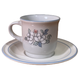 Fleur de Lune "Chantilly" Stoneware Cup & Saucer Set