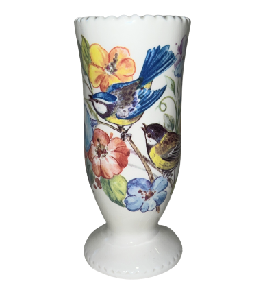Thumbnail: "Wings of Grace" 1990 Birds & Flowers Vase by Papel Giftware, opposite upright side view