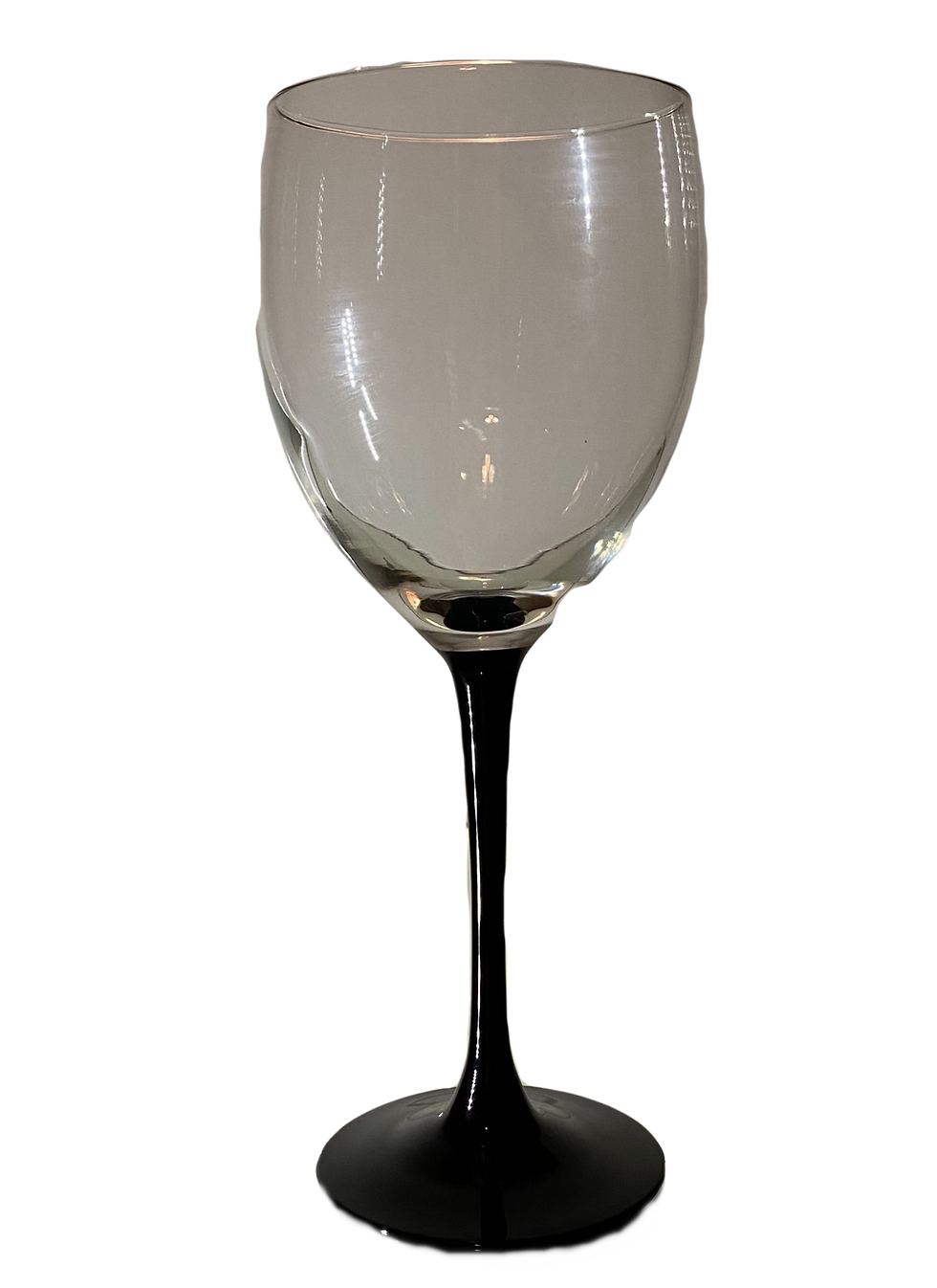 Luminarc Domino Clear Glass Black Stemmed Wine Goblet / Glass, upright view