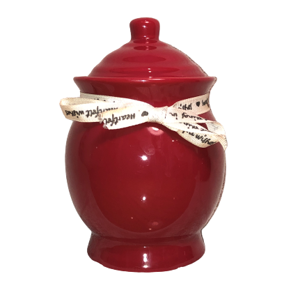 Thumbnail: 3 piece red Ginger Jar and Tealight Candle Holder Set, ginger jar only