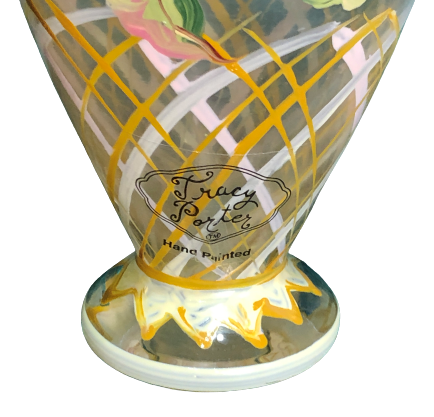 Thumbnail: Hand~Painted Tracy Porter Glass "Strawberry" Bud Vase, label view
