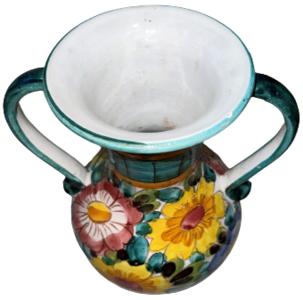 Thumbnail: Italian Incised Sculptured Floral Pottery Vase