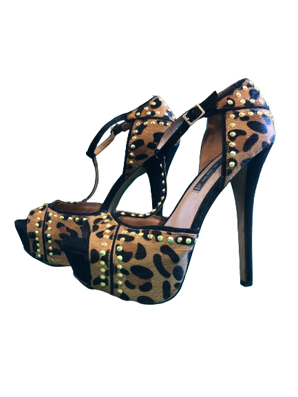Thumbnail: Steve Madden "Steven" Leopard Print Stiletto Heels, left side view