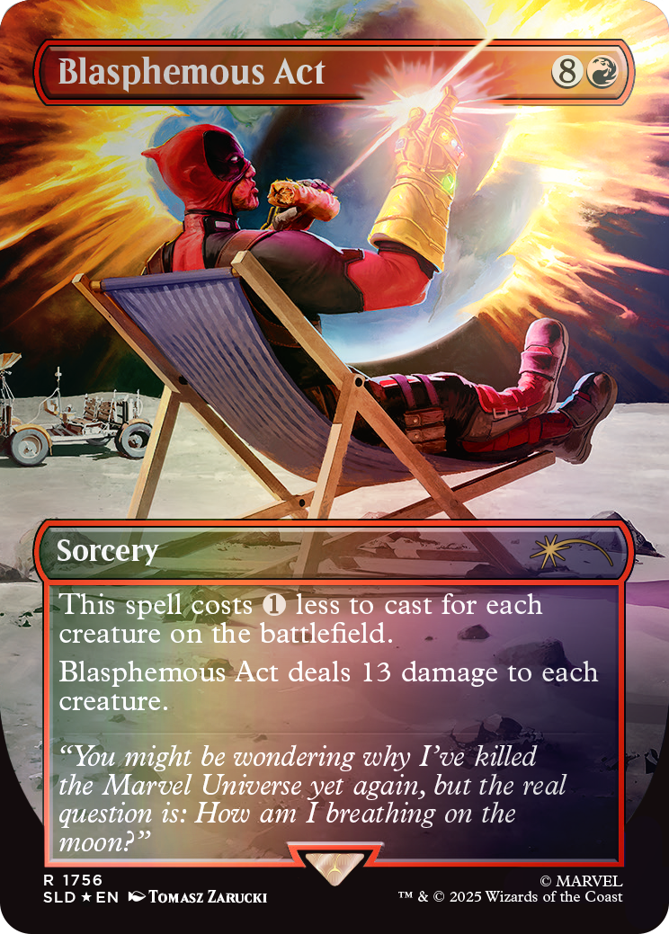 Thumbnail: Secret Lair Deadpool Drop Series Wizards of the Coast MTG cards, Blasphemous Act card