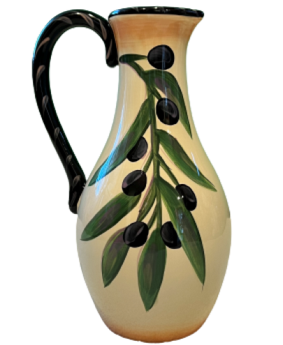 Clay Art "Olivia Rustica" Oil & Vinegar Cruet, handle to the left side view