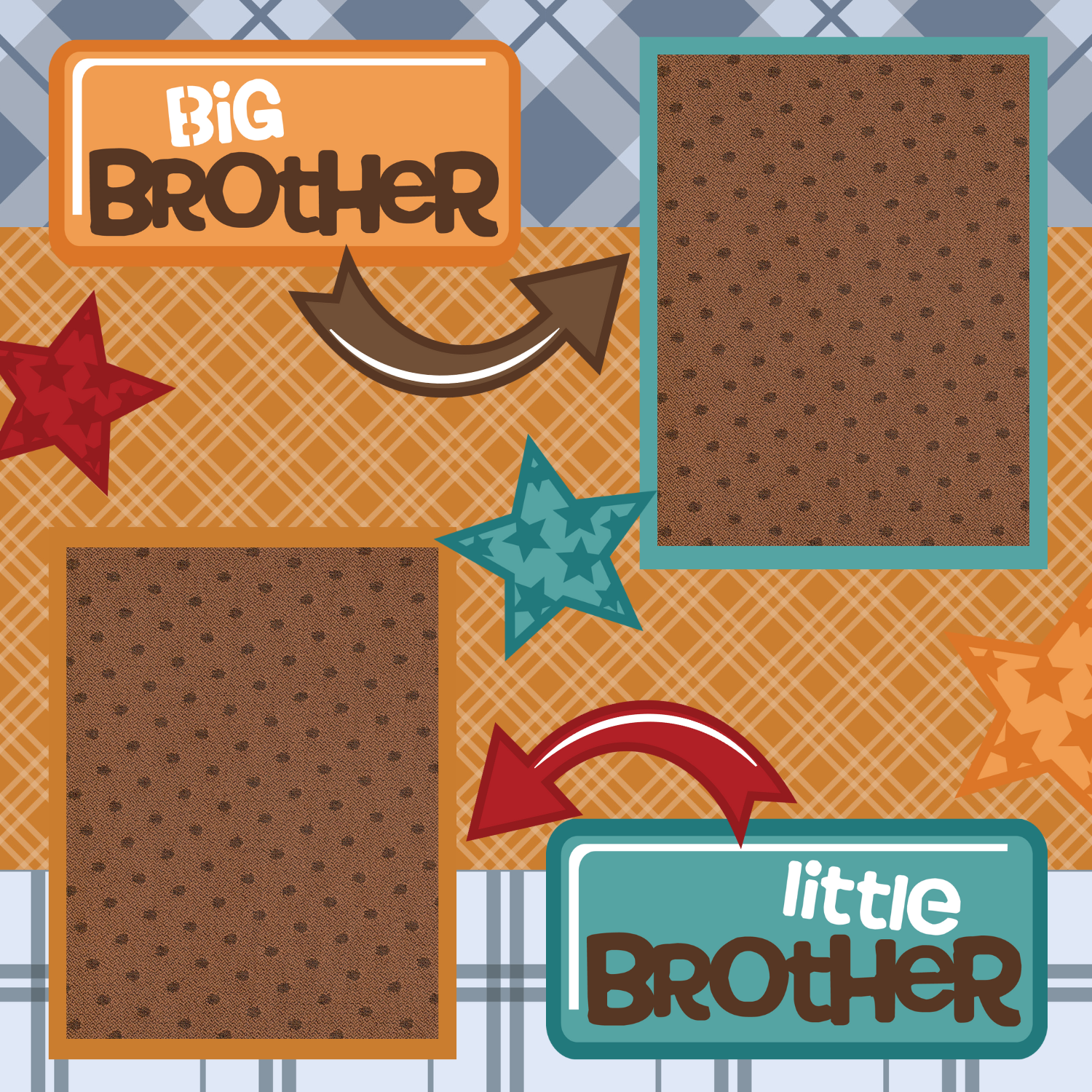 Big Brother Little Brother Premade Scrapbook Page 12x12
