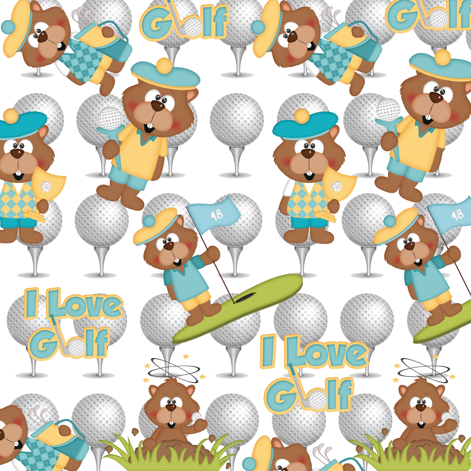 Golfing Gophers Scrapbook Paper 12x12