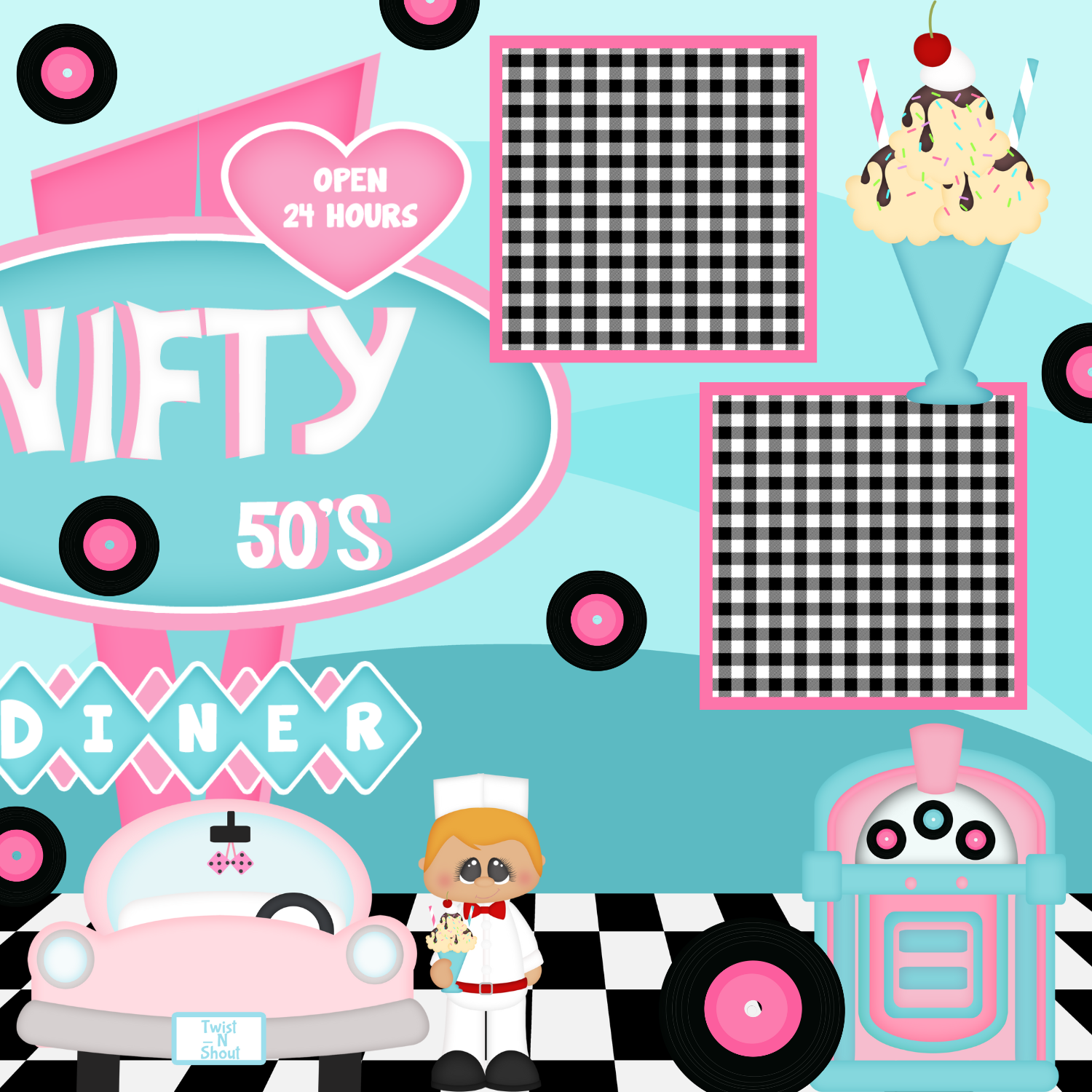 Nifty 50's Premade Scrapbook Page 12x12