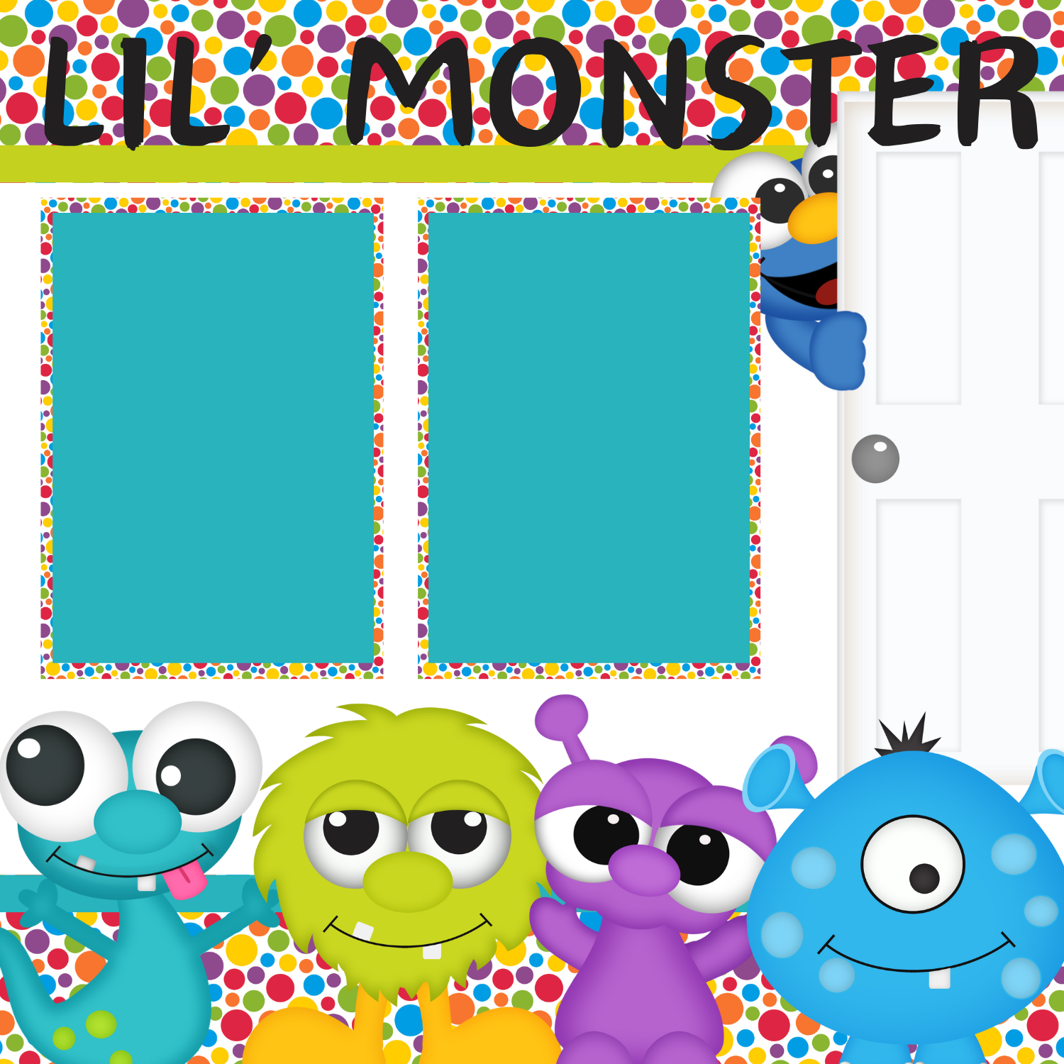 Lil Monster Premade Scrapbook Page 12x