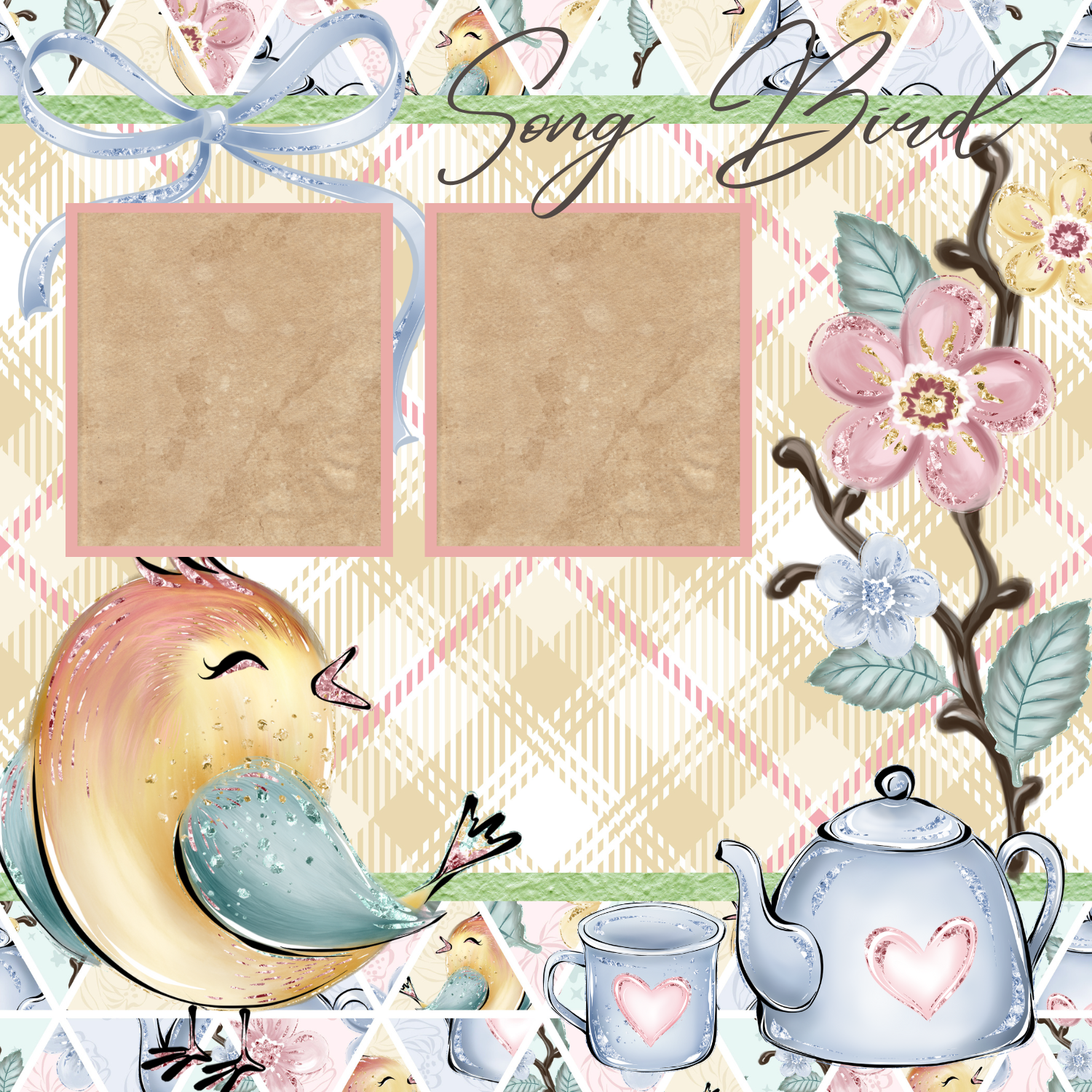 Song Bird Premade Scrapbook Page 12x12