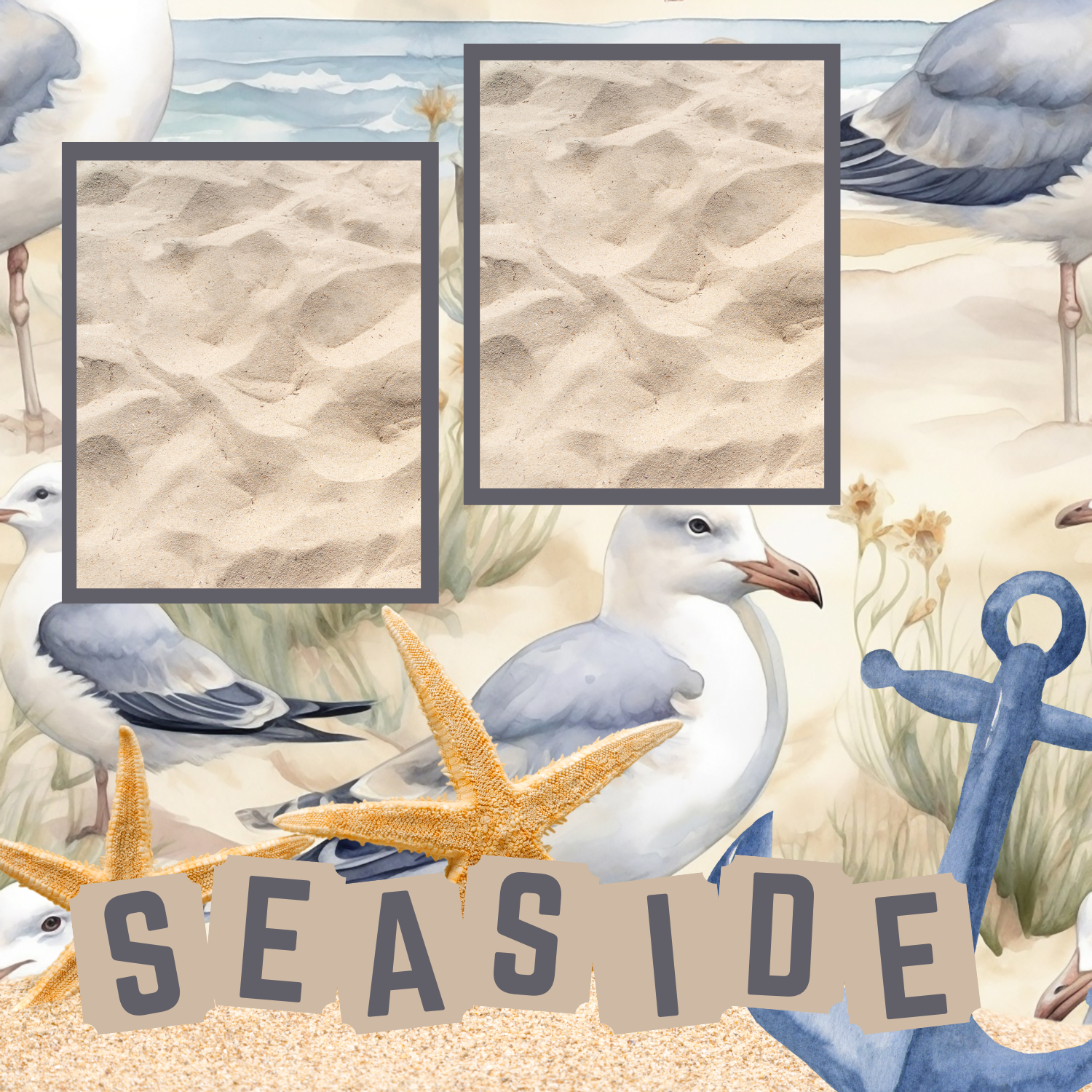 Seaside Premade Scrapbook Page 12x12